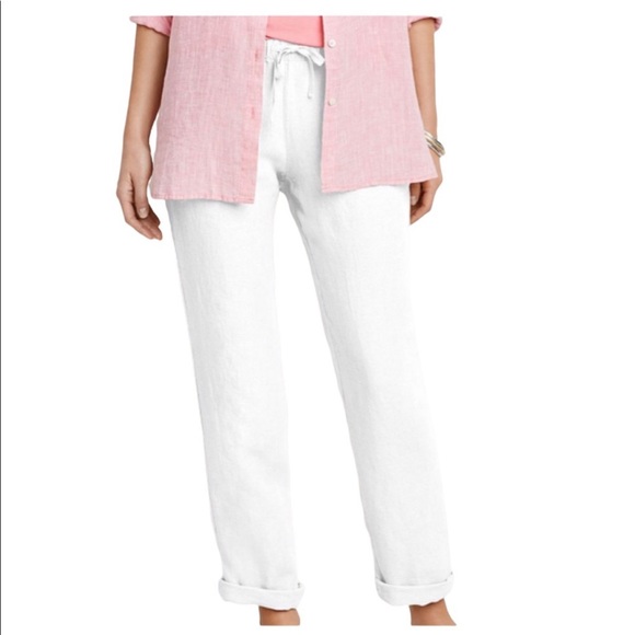 J. Jill Pants - J. Jill Love Linen White Drawstring Pants